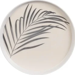 Assiette plate motif feuillage d