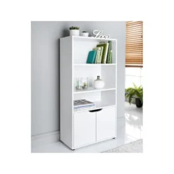 Bibliotheque 2 portes blanc