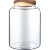Bocal large verre bouchon acacia