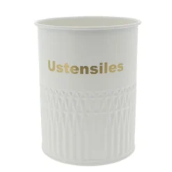 Boite a ustensiles metal & beige