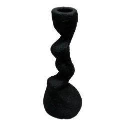 Bougeoir torsade ciment noir