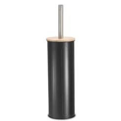Brosse wc noir couvercle bambou