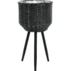 Cache pot haut noir plastique
