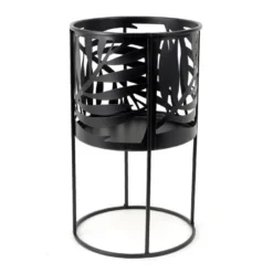 Cache pot sur pied noir tropical