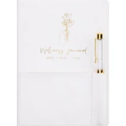 Cahier et stylo dore