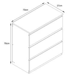 Commode 3 tiroirs blanc m