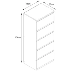Commode 5 tiroirs blanc mat