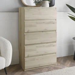 Commode 5 tiroirs clair
