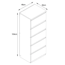 Commode 5 tiroirs clair