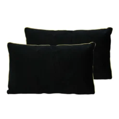 Coussin 30x50cm noir piping dore