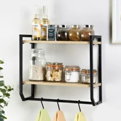 Etagere 2 niveaux avec crochets