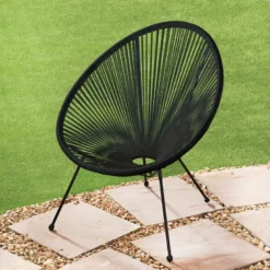 Fauteuil exterieur cordage noir