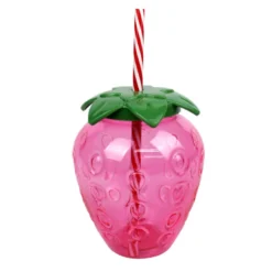 Gourde avec paille fraise