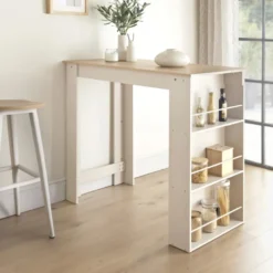 Ilot creme & bois