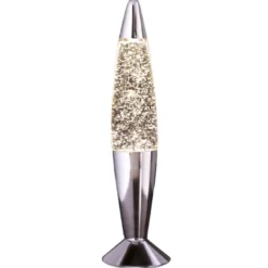 Lampe lave a paillettes argent