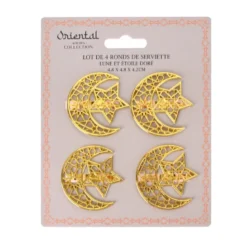 Lot de 4 ronds de serviette dore