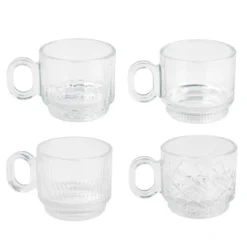 Lot de 4 tasses en verre motifs