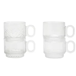 Lot de 4 tasses en verre motifs