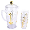 Lot de 4 verre et pichet motif