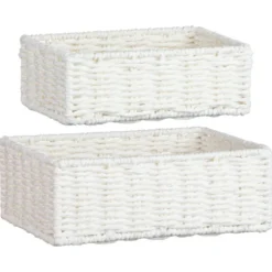 Lot 2 paniers tresses blanc
