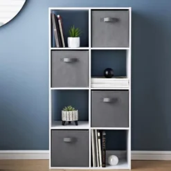 Meuble 8 cubes/4 paniers blanc