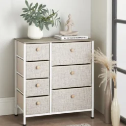 Meuble 7 tiroirs blanc / creme