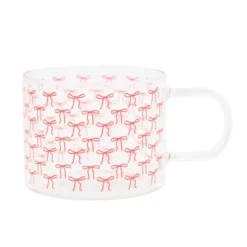 Mug en verre motif noeuds rose