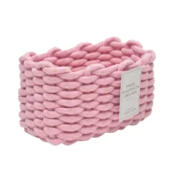 Paniere rangement en corde rose