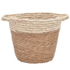 Panier tresse nature/creme h22cm