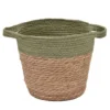 Panier tresse nature/vert h22cm