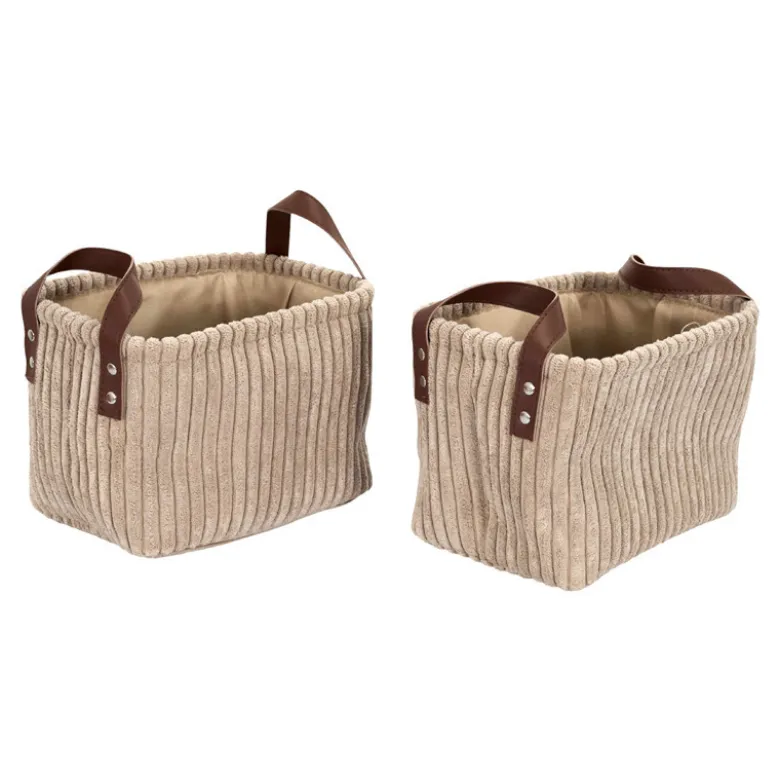 Panier velours cotele x3 taupe
