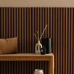 Panneau deco tasseaux bois fonce