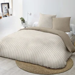 Parure vichy 240x220 taupe