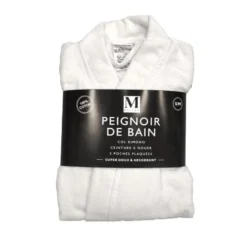 Peignoir velours eponge s/m blan