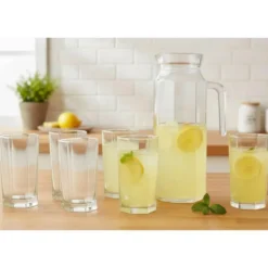 Pichet en verre 1.1l et 6 verres