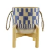 Pot deco bleu beige avec anses