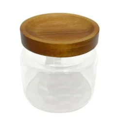 Pot en verre couvercle acacia