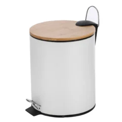 Poubelle 5l blanche + bambou