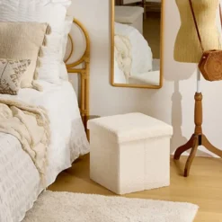 Pouf pliable simple soana blanc