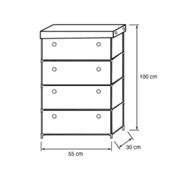 Rangement large 4 tiroirs tissu