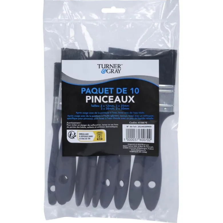 Set de 10 pinceaux plats