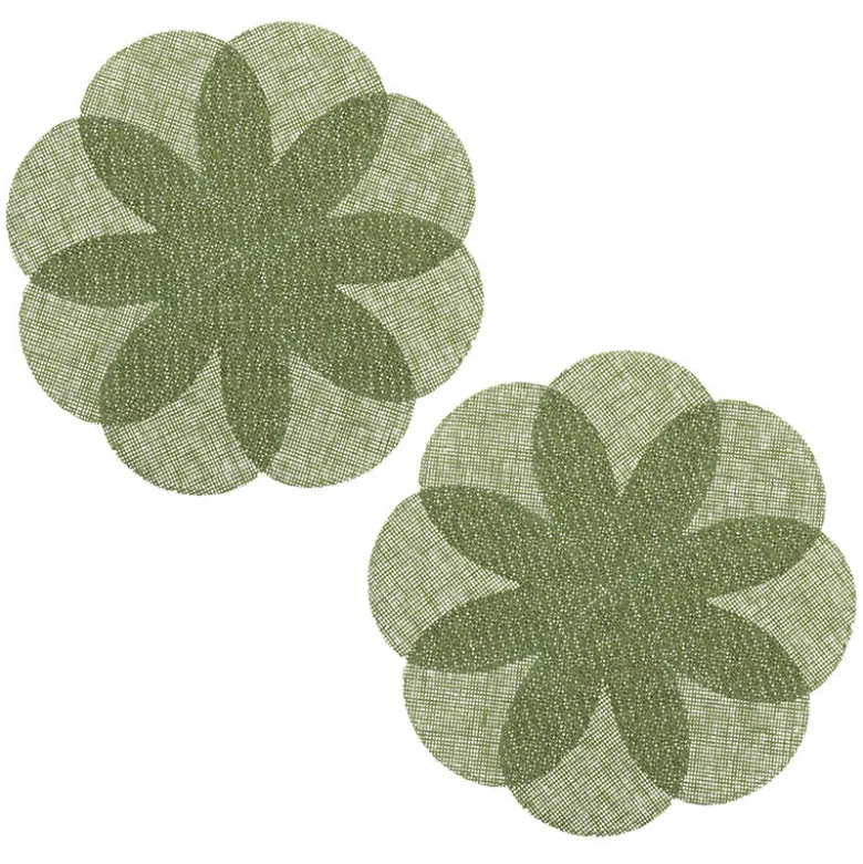 2 sets de table fleur vert