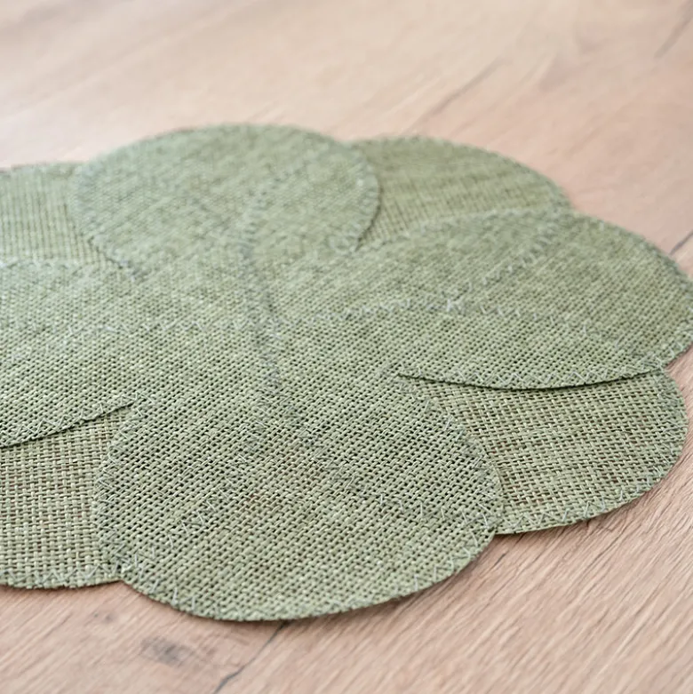 2 sets de table fleur vert