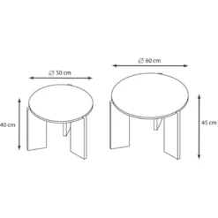 2 tables effet travertin / bois