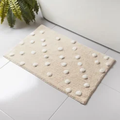 Tapis de bain pois blanc