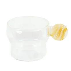 Tasse en verre anse effet marbre