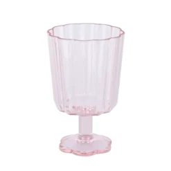 Verre a vin plastique fleur pink