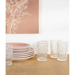 Verre haut transp embosse 350ml