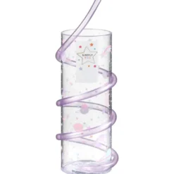 Verre+paille animaux rose