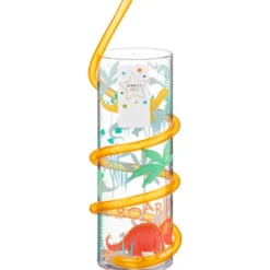 Verre+paille animaux verte